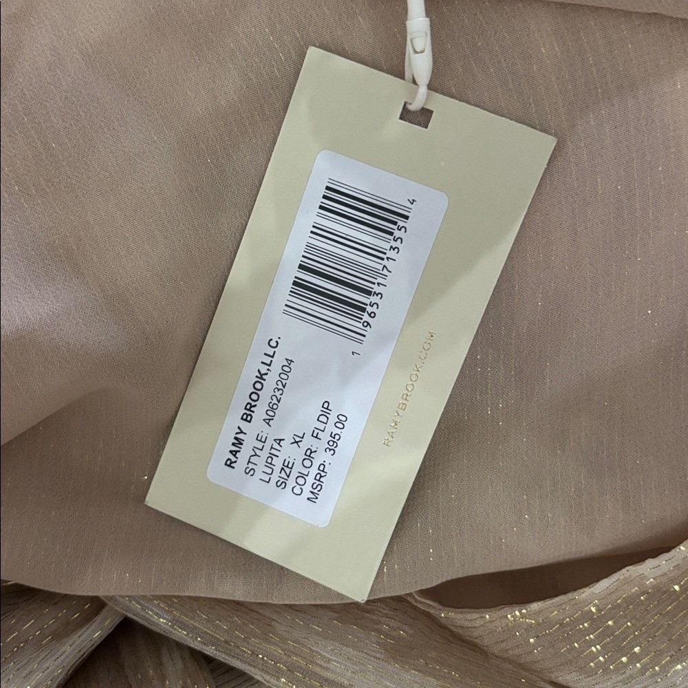 NWT Ramy Brook Lupita Wrap Top Blouse Silk Gold Metallic Elegant Size XL - Picture 8 of 8